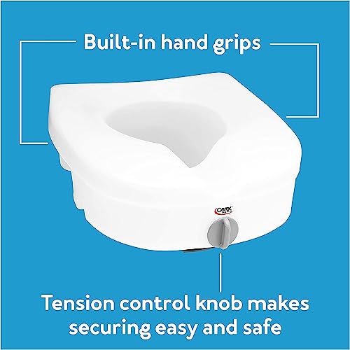 Carex Health Brands Carex E-Z Lock Raised Toilet Seat, Adds 5 Inches to Toilet Height, Elderly and Handicap Toilet Seat with Handles