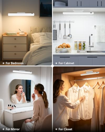 WILLED 3W Led Light Bar with Remote Control, Eye-Friendly Vanity Lights, 3 Color Temperatures Mirror Lights, Button Control Magnetic Light Bar Stick on Wall, Under Cabinet, Closet, Bathroom and Desk - color: No Motion Sensor