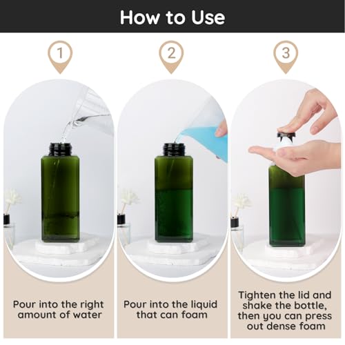 Segbeauty 22oz Empty Plastic Foam Bottle with Foaming Pump, 2pcs Refillable Bathroom Hand Soap Dispenser with Labels, 650ml Green Empty Square Kitchen Liquid Soap Container, Shampoo Pump Bottles - color: Green, style: 2pcs 22oz