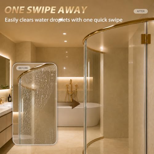 Silicone Shower Squeegee with Hanging Hook for Glass Door & Window, Black | One-Piece Seamless Design for Easy Maintenance; Streak-Free Scraper for Mirrors, Tiles, Countertops & Car Windshields