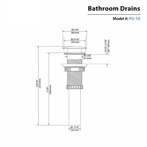 KRAUS Pop-Up Drain in Oil Rubbed Bronze, PU-10ORB - color: Oil Rubbed Bronze, size: 8 5/8 Inch