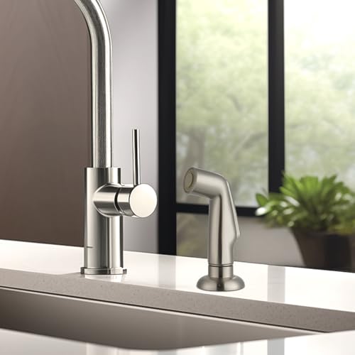 Hygie Rinse Universal Fit Kitchen Sink Spray Attachment, Brushed Nickel | NSF/ANSI/CAN 372 Certified, Kitchen Sink Side Sprayer Head Compatible with Delta, Moen, Kohler and OEM Brands Spray Head - color: Brushed Nickel, style: Nozzle Head Only