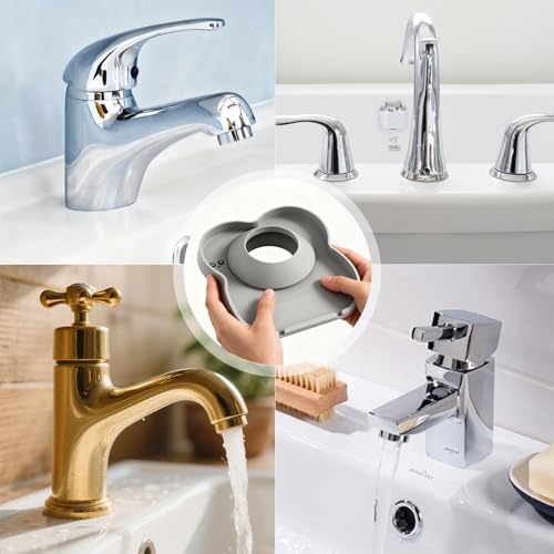Silicone Faucet Mat for Kitchen Tap Compact Sink Splash Guard Protectors Behind Draining,Grey 2PCS - color: GreyX2