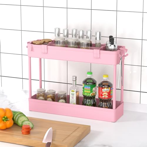 Slim Storage Cart 3 Tier,Bathroom Organizer Rolling Utility,Mobile Shelving Unit Slide Out for Office, Kitchen, Laundry Room & Narrow Places,Pink - color: Pink