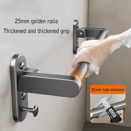 Shower Grab Bar, Bathroom Grab Bar, Foldable, Non-Slip Texture, Suitable for Shower and Bathtub(White,L-50CM) - color: White, size: L-50CM