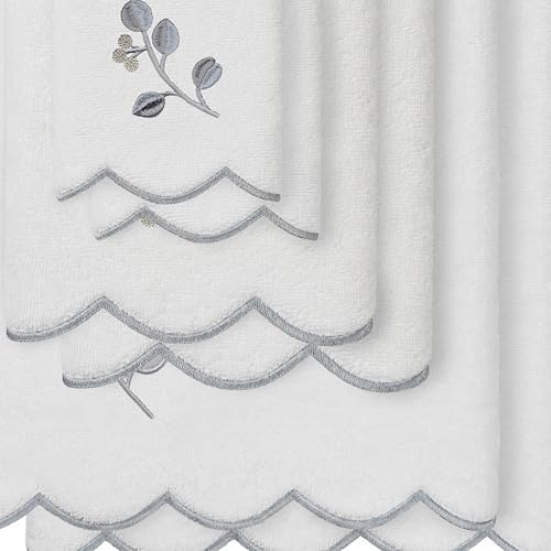 Jardin Turkish Cotton Scallop Towel-Grey-6 Pcs Set - color: Grey, size: 6 Pcs Set