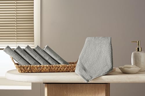 Ozdilek 6-Piece Washcloth Set 13x13 Towels 100% Turkish Cotton, Soft, Absorbent, Gentle on Sensitive Skin, Multi-Purpose Use, Washable, Reusable, Ideal for Baby Care & Spa 6 Towels (Light Brown) - color: Light Brown