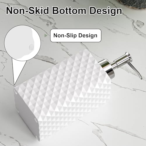 Bathroom Accessories Set Resin 6PCS, Square Toothbrush Holders Set Complete with Soap Dispenser, Vanity Tray, Tumbler, Cups and Cotton Swab Jars (White Diamond, Resin Bath 6 PCS) - color: White Diamond