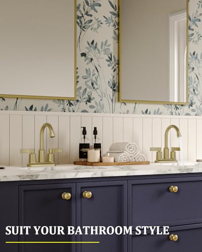 2 Pack Brushed Gold 4 Inch Centerset Bathroom Sink Faucet 3 Hole | Faucet for Bath Sink with Pop Up Drain and 2 Supply Hoses 2 Handle Bathroom Faucets for Sink Vanity RV Evolvegoods - color: Brushed Gold-2 Pack