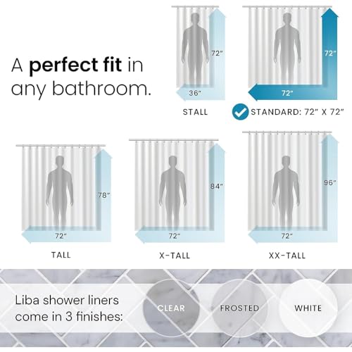 Paramexview® Shower Curtain Liner Clear 72x72 Heavy Duty and Premium PEVA Non-Toxic 8G Thickness Pre-Hooked 12 Metal Groomets PEVA Shower Curtain Liner with 3 Rustroof Magnet Weights