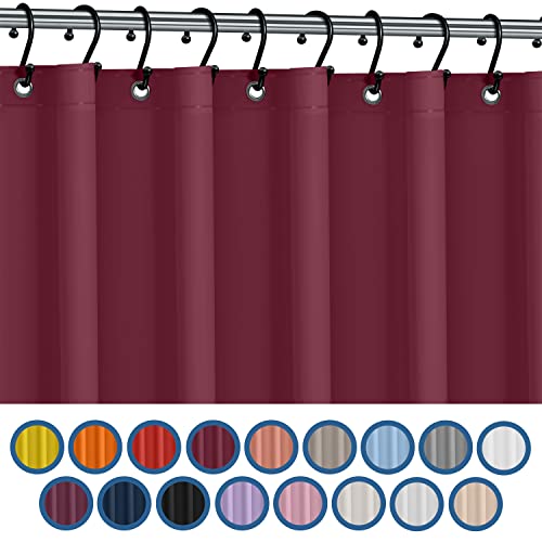 No Smell Shower Curtain Liner 72x72 Burgundy - PEVA Plastic Shower Curtain for Bathroom, PVC-Free Waterproof Burgundy Shower Liner with Metal Grommets and Magnet-Weighted Bottom Hem - Washable Liner - color: Burgundy