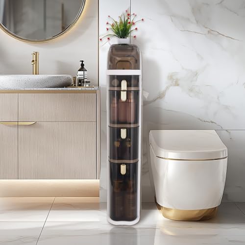 Bathroom Floor Cabinet/Narrow Bathroom Storage Cabinet | Mobile and No Installation Required, Perfect for Small Space Laundry Rooms, Toilet Areas and Living Room Gaps - size: 4-Tiers