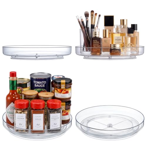 2 Pack 10inch Elegant Clear Turntable Acrylic Lazy Susan, Non-Skid Rotating | Smoothly Kitchen Spice Rack, Cabinet Pantry Organization Storage, Refrigerator, Vanity Makeup, Bathroom Countertop Organizer - size: 10inch - 2 Pack