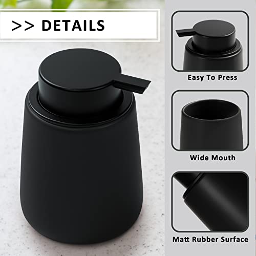 Soap Dispenser Ceramic with Easy-to-Press Pump Hand Lotion Liquid Dispenser for Shampoo Bathroom Kitchen 12 oz Black - color: Black