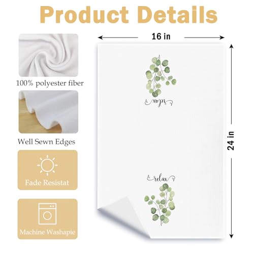 Sage Green Plant Botanical Hand Towels, Relax Soak Unwind Breathe Green Floral Hand Tea Towel for Spa Gym Bathroom Restroom, 16x24 Inch Set of 4 - color: Sage Green Plant Botanical