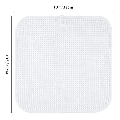 Microfiber Waffle Face Towels, 2 Pieces, Soft, Absorbent, Fast Drying, Lint Free 430 GSM (White) - color: White