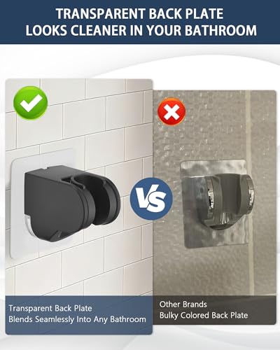 Handheld Shower Head Holder Super Strong Adhesive No Drill Adjustable Wall Mount for Hand Held Wand, Ideal for Kids, Elderly, and Short Users (Matte Black) - color: Matte Black