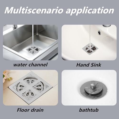 30Pcs Disposable Shower Drain Cover Hair Catcher 4" X 4" Square Shower Drain Mesh Stickers Flat Floor Drain Sticker for Bathroom, Laundry, Bathtub, Sink Adhesive Window Screen Repair Tape Kit