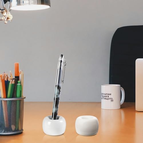 SheeChung Small Ceramic Toothbrush Holders, Mini Tooth Brush Stand, 2 Pack | White Cute Toothbrush Organizer, for Bathroom Countertop, Travel, Camper, Modern, Minimalism, Space-Saving, No-Slip Bottom - color: White