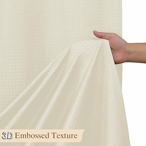 Aiyufeng Cream Shower Curtains for Bathroom,Dot Like Embossed Textured Waterproof Soft Polyester Cloth Shower Curtain,Hotel Spa Machine Washable,72Wx72L - color: Cream, size: 72"W x 72"L (Pack of 1)