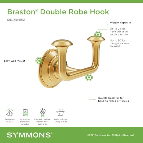 Symmons Braston Wall Mounted Double Robe and Towel Hook in Brushed Bronze - color: Brushed Bronze