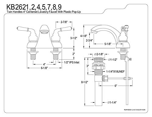 Kingston Brass KB2628 Naples 4-Inch Centerset Lavatory Faucet, Brushed Nickel - color: Brushed Nickel