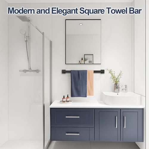 SEIDO 30 Inch Matte Black Towel Bar, Heavy Duty & Rust-Proof 304 Stainless Steel Bath Towel Holder, Modern Square Wall Mounted Towel Rack for Bathroom, Kitchen, RV - color: Matte Black, size: 30 Inch