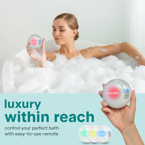 SereneLife Bubble Bath Mat - Portable Spa Bubble Bath Massager with Waterproof Bath Light & Pillow, Adjustable Bubble Intensity, Easy Button Control, Remote Control (Pink) - color: Pink