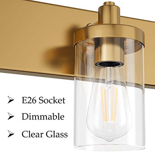 Aipsun Gold Bathroom Vanity Light Farmhouse Vanity Lighting Fixtures 6 Light 48in Bathroom Light Fixtures with Clear Glass Shade(Exclude Bulb) - color: Gold, size: 6-Light