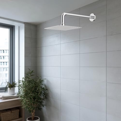 Hibbent All Metal 10x9 Inch Shower Head, High Pressure Stainless Steel Rain Showerheads, Bathroom Rainfall Showerhead with Ultra-thin Design, Adjustable Brass Ball Joint, Silicone Nozzles, Chrome - color: Chrome, size: 10 Inch