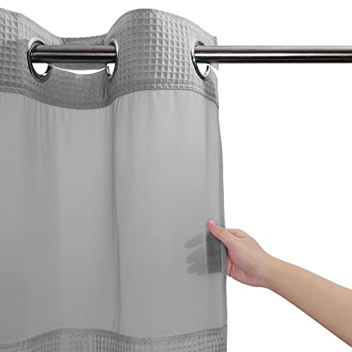 River Dream Cotton Blend Fabric Shower Curtain Set with Liner, Gray, 71x86 | Waffle Weave, No Hook Needed, with Snap in Replacement Liner, Top Sheer Window, Hotel Quality for Bathroom, Extra Long - color: Lake Wanaka, size: 71"W x 86"L (Pack of 1)