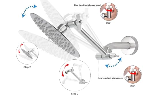 NearMoon Adjustable Shower Arm Universal Connection, Extension Arm, Adjust Angle to Upgrade Shower Experience, Easy to Install, Anti-leak (5 Inch, Brushed Nickel) - color: Brushed Nickel, style: 5 Inch Adjustale