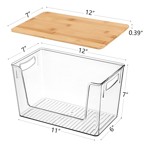 2 Pack Trash Bag Holder Dispenser, Extra Large Garbage Bags Holder, Stackable Trash Bag Holder with Bamboo Top for Laundry Room & Under Sink
