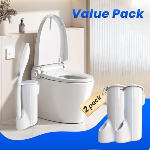 2 Packs Toilet Caddy Wand Holder (Holder Only, No Wand), Disposable Brush Kit, Stand Toilet Cleaning Starter Kit, Wall Mounted Storage Caddy. - color: Pearl White