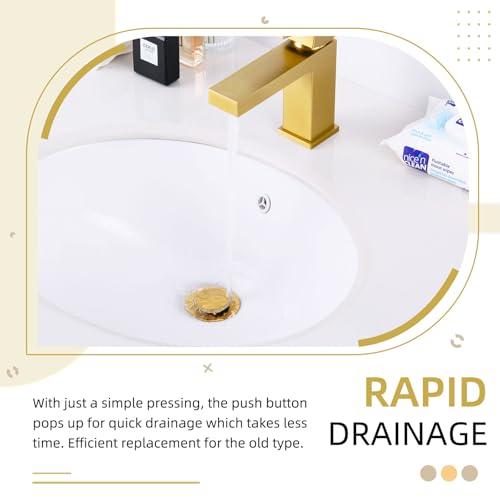 Angle Simple Pop Up Sink Drain Stopper with Overflow, Deep Titanium Gold | Brass Bathroom Sink Stopper Replacement, Fits Lavatory & Vanity Sink with 1.61 to 2 Inches Drain Hole - color: Deep Titanium Gold
