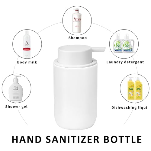 Soap Foaming Dispenser Ceramic with Easy-to-Press Pump Hand Foam Dispenser for Shampoo Bathroom Countertop 13.5 oz - color: Foam-white