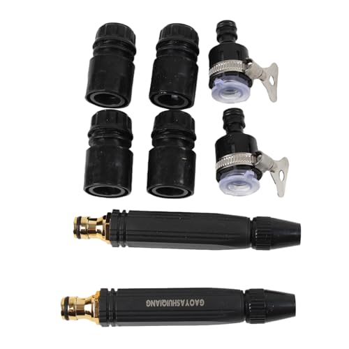 2Pack High Pressure Adjustable Spray Nozzle with Connect Fitting | Universal Faucet Adapter Hose Sprayer Kit for Car Wash, Garden Watering, Patio Cleaning and more