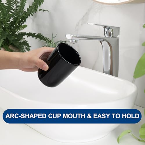 Bathroom Tumbler Cup Ceramic 12.6oz Reusable Toothbrush Cup 375ml,Toothbrush Holder for Your Bathroom (Black) - color: Smooth-black, size: 1pcs