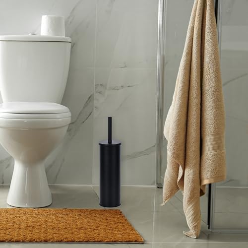Deep & Sturdy Toilet Bowl Brush with Holder - Durable Scrubbing - Toilet Cleaners - Household Essentials - Silicone Brush - Bathroom Cleaner - Cleaning Supplies - Household Supplies, Matte Black - color: Matte Black Reese