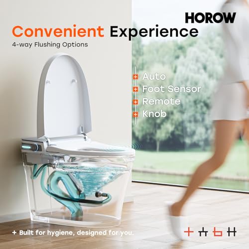 HOROW Bidet Toilet 10" Rough-in, Smart Toilet with Auto Open/Close Lid, Smart Toilet with Bidet Built-in, Instant Warm Water, Elongated Heated Seat, Dryer, Blackout Flushing and Deodorization - style: HR-T37