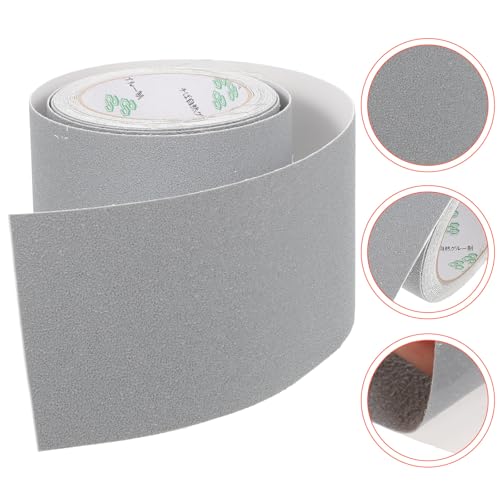 Angoily Wear-resistant Anti-slip Tape for Bathroom and Stairs, Waterproof Abrasive Non-skid Strip with Gray Pebble Texture, 10cm X 5m Roll, Bathtub and Shower Safety Grip
