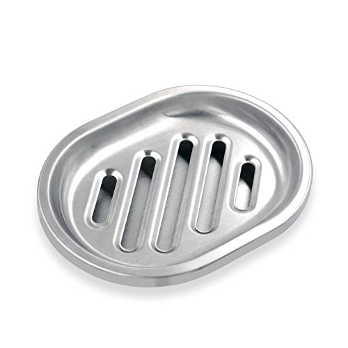 Stainless Steel Soap Dish, Large Double Layer Soap Holder Drip Tray | Metal Bar Soap Dish for Bathroom, Shower, Kitchen Sink Counter, Container for Sponges, Steel wool, Scrub brushes, Anti-Rust - color: Striped