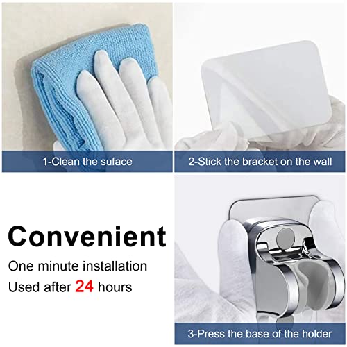 NearMoon Self Adhesive Shower Head Holder-Adjustable Handheld Shower Holder NO Drilling Wall Mount Waterproof (1 Pack, Chrome Finish) - style: Chrome Finish