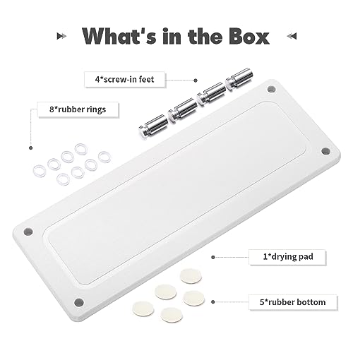 Kitchen Sink Caddy Diatomite Water Absorbing Stone Tray, White | Bathroom Countertop Organizer Faucet Drying Mat Coaster Soap Dish Sponge Dispenser Holder - color: White