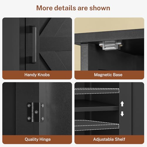 Tall Storage Cabinet with 3 Door Shelves & 1 Drawer, Narrow Kitchen Pantry Cabinet for Living Room, Bathroom, Entryway, Black - color: Black