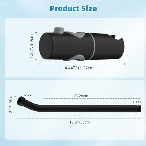 Hibbent Shower Slide Bar with Handheld Shower Head Holder, Stainless Steel Shower Arm Extension Sliding Bar, Height & Angle Adjustment Showerhead Holder, Matte Black - color: Matte Black