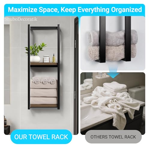 Towel Racks for Bathroom, 2 Tier Wall-Mounted Towel Rack, Home Decor Shelf, Space-Saving Organizer Rack for Household, Bathroom, and Bedroom