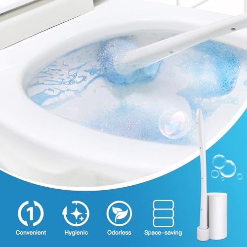 Disposable Toilet Brush Holder Set Toilet Wand (Pack of 2) Toilet Cleaner Scrubber with 24 Refills - size: 2 brushes+24 Refills