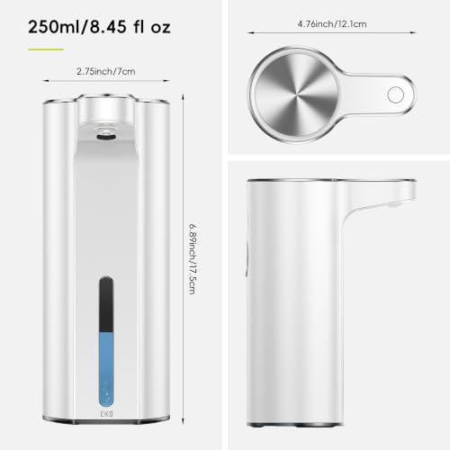 EKO Aroma Touchless Automatic Soap Dispenser for Bathroom and Kitchen, Liquid Hand Soap Dispenser, Water-Resistant and Rechargeable, 9 fl oz (White) - color: White, size: 9 oz (Standard Rechargeable)