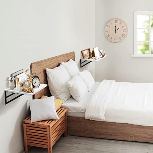 Tectocker-DOU 2 Pc Deep Floating Wall Shelves, Heavy Duty, 16x12, White | Easy Install, All Hardware Included. Holds 40 Lbs. Easy-Clean. For Living Room, Kitchen, Bathroom, Bedroom, Office. - color: White, size: 16W×12D